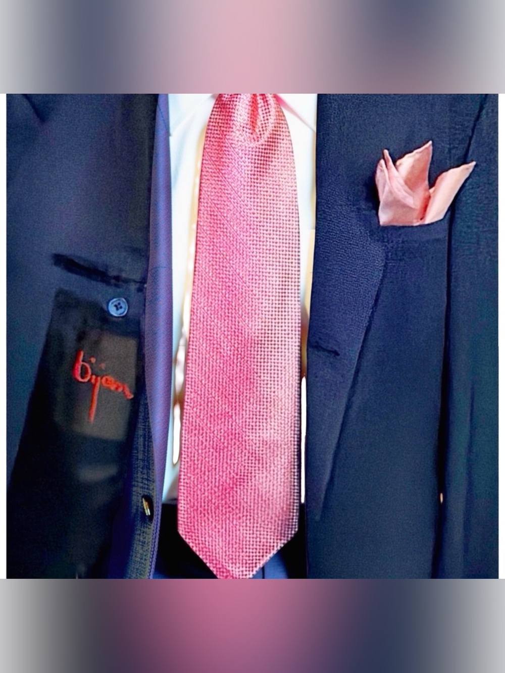 Bijan Men’s Navy Micro-Check Suit | Super 100’s Wool | Luxury Italian Tailoring - Picture 7 of 13